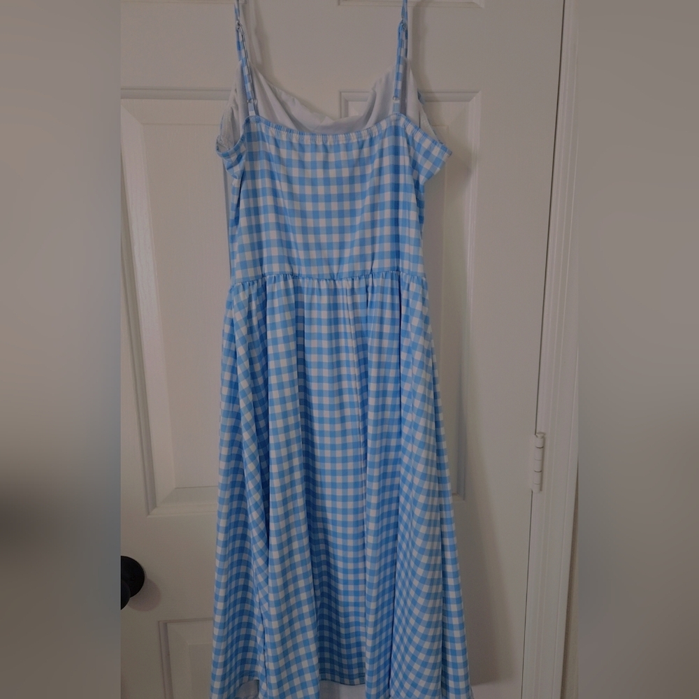 Light Blue Gingham Spaghetti Strap Dress - Picture 3 of 3